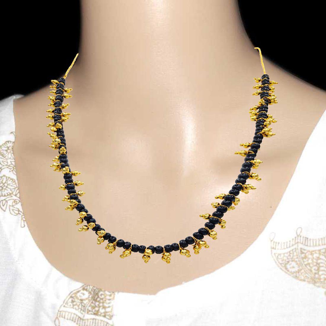 Elegant Gold Plated Beaded Pendant With Chain
