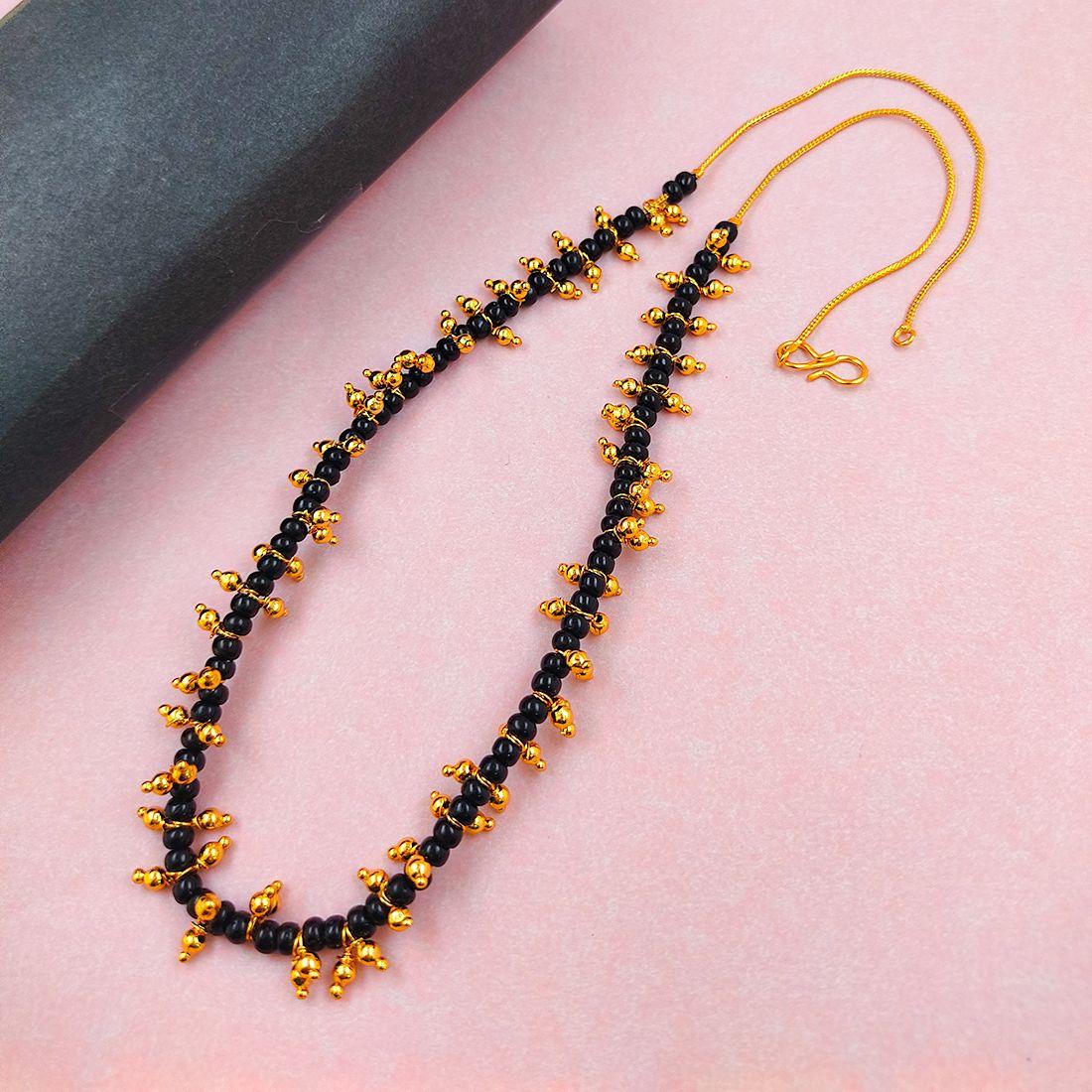 Elegant Gold Plated Beaded Pendant With Chain