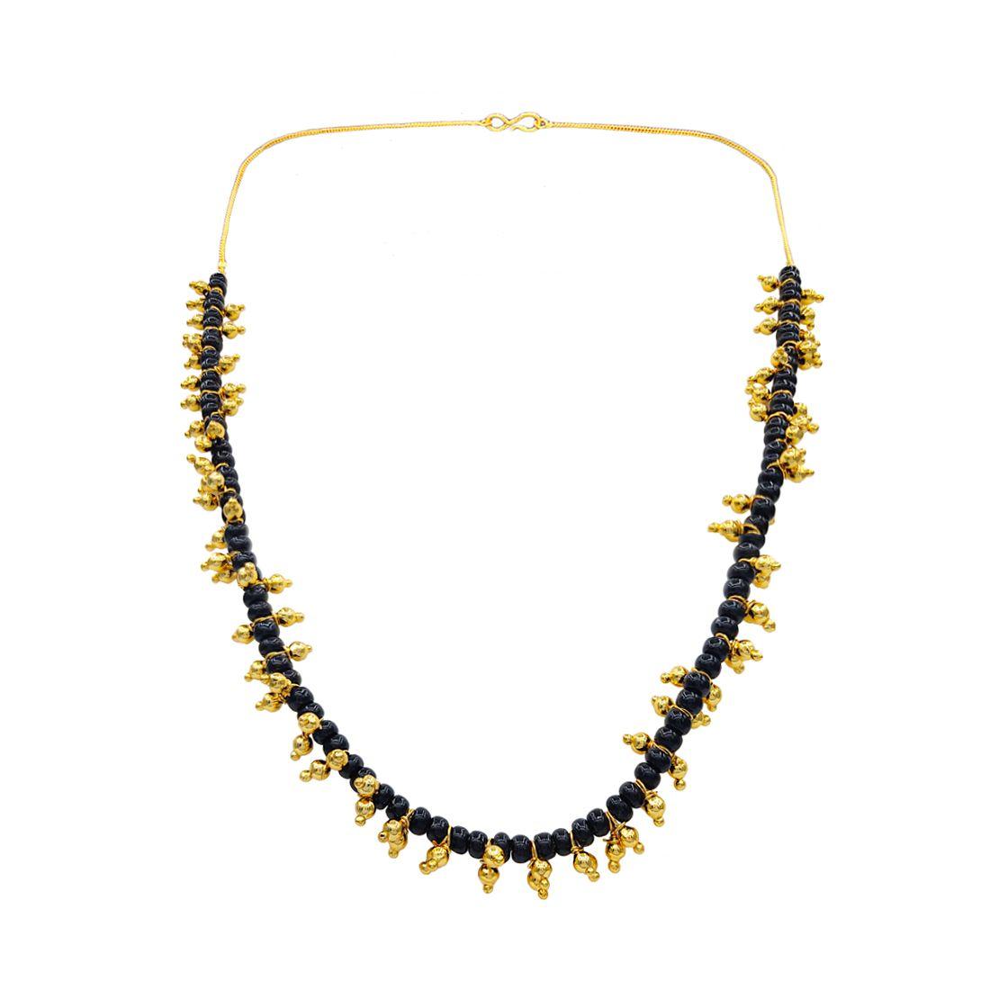 Elegant Gold Plated Beaded Pendant With Chain