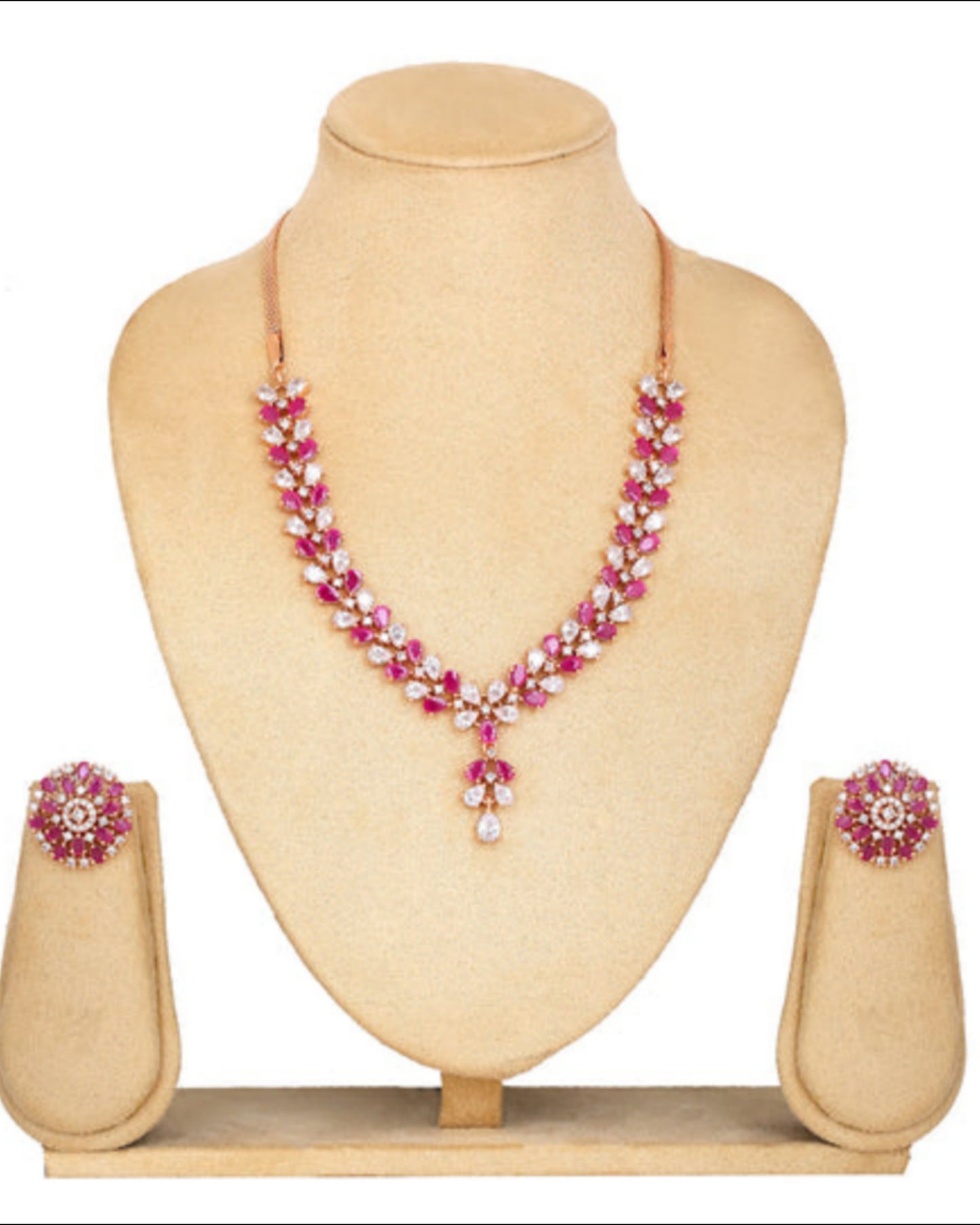 Royal Rosegold Designer Necklace with Earrings